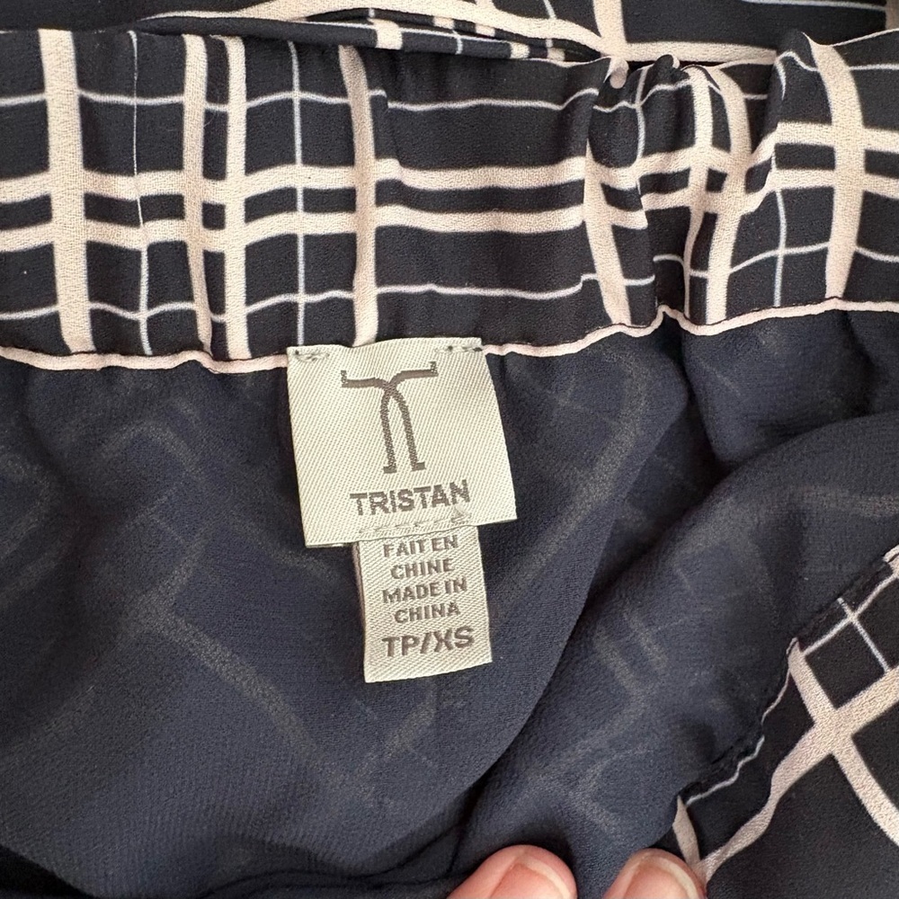 Tristan Navy and White Plaid A-Line Skirt - Picture 2 of 2